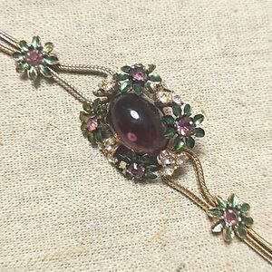 Vintage 40's Miriam Haskell Purple Poured Glass Rhinestone Bracelet